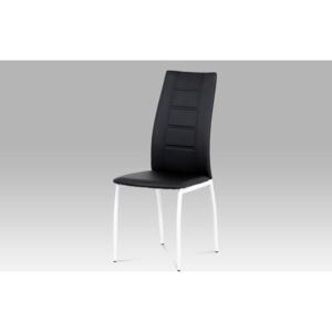 Jídelní židle AC-1196 BK koženka černá, kov bílý lak