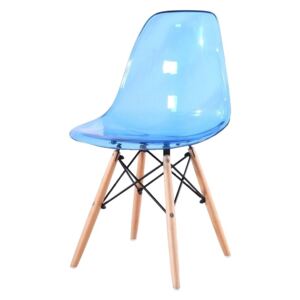 Jídelní židle Ice, plast modrý, masiv buk, kov černý