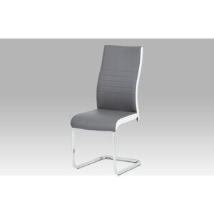 Jídelní židle DCL-429 GREY koženka šedá a bílá, chrom