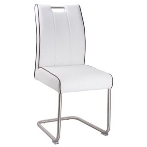 Jídelní židle Levanto-754 ekokůže bílá, kartáčovaná ocel