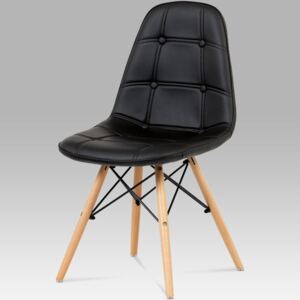 Jídelní židle CT-720 BK1 koženka černá, masiv buk, kov černý
