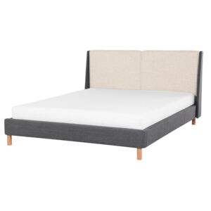 Čalouněná manželská postel šedá a světle béžová 160x200 cm - VALENCE