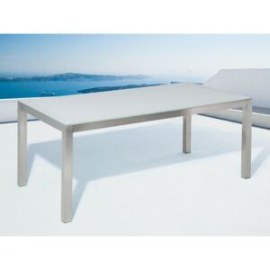 Bílý zahradní stůl s 180 cm tvrzeným sklem - GROSSETO