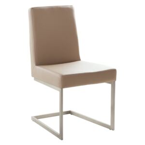 Béžová ocelová židle s koženým sedákem - ARCTIC