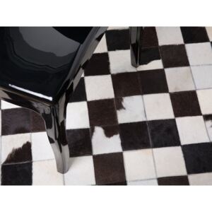 Černobílý patchwork koberec z hovězí kůže ø140 cm - BERGAMA