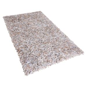 Světle béžový shaggy kožený koberec 160x230 cm - MUT