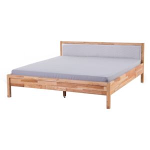 Dřevěná postel se šedým čalouněným čelem 180x200 cm - CARRIS