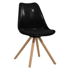 Černá jídelní židle s koženým sedákem - DAKOTA