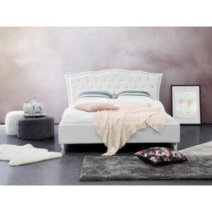 Bílá kožená postel 140x200 cm - METZ