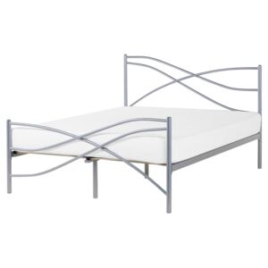Stříbrná kovová manželská postel 160x200 cm - VELA