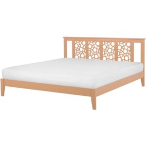 Světle hnědá dekorativní dřevěná postel 180x200 cm - CAEN