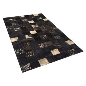 Hnědozlatý patchwork kožený koberec 80x150 cm - BANDIRMA