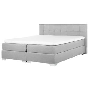 Světle šedá čalouněná kontinentální postel 160x200 cm - ADMIRAL