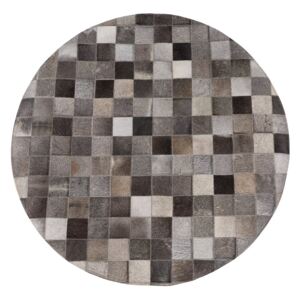Šedý patchwork koberec z hovězí kůže ø 140 cm - BERGAMA