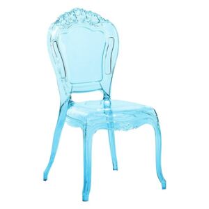 Modrá průhledná plastová židle VERMONT