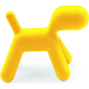 Mørtens Furniture Stolička pro děti, motiv pejsek, 70 cm, žlutá, kvalitní tvarovaný plast Barva: žlutá