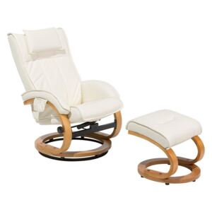 Béžová masážní židle s podnožkou MAJESTIC
