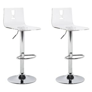 Sada dvou barových židlí průhledný bílý plast BUSAN