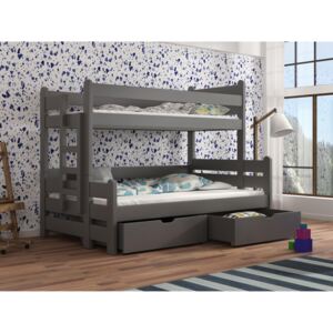 Dětská patrová postel 90 cm Bivi (grafit). Akce -34%.. Vlastní profesionální přeprava až k Vám domů 615042