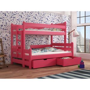 Dětská patrová postel 90 cm Bivi (růžová)
