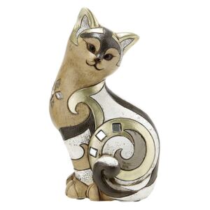 GILDE Kočka "Minos"hlava doprava zlatá/hnědo/béžová 6x8x17 cm