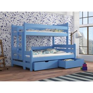Dětská patrová postel 90 cm Bivi (modrá)