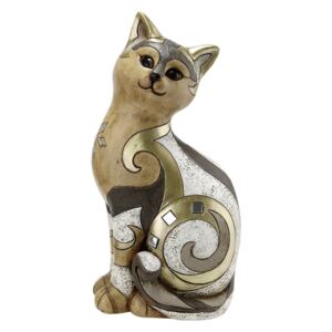 GILDE Kočka "Minos" hlava doprava zlatá/hnědo/béžová 9x14x27,5 cm
