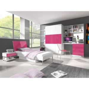 Studentský pokoj Ruby III (bílá + růžová) (s matrací a roštem)
