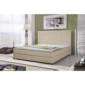 Manželská postel Boxspring 140 cm Caserta (bílá) (s matracmi)