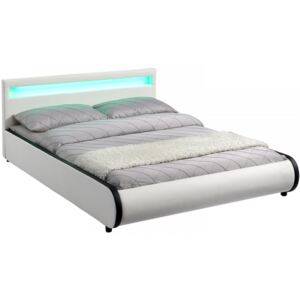 Goleto Čalouněná postel Sevilla 140 x 200 cm s LED osvětlením | bílá