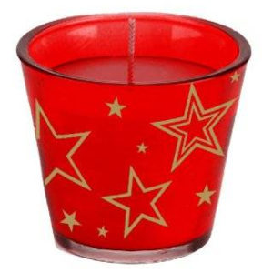Vánoční svíčka ve skle O 75 x 77 mm červená Star Mix -