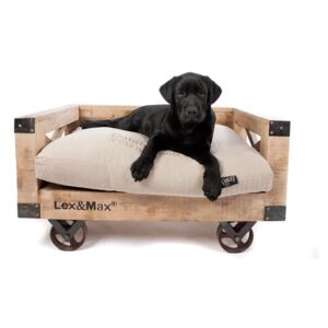 Goleto Luxusní dřevěná pohovka na kolečkách pro psa Lex & Max 75 x 50 cm | retro styl