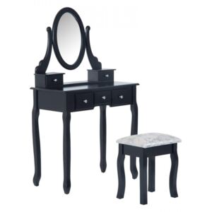 Goleto Originální toaletní stolek se zrcadlem Luisa | černý