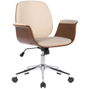 Kancelářská židle Kemberg ~ koženka, dřevo ořech Barva Krémová