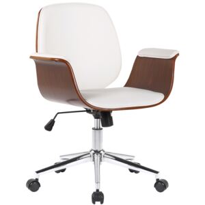 Kancelářská židle Kemberg ~ koženka, dřevo ořech Barva Bílá