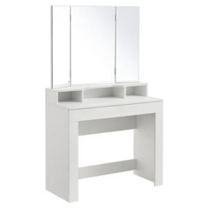 Eshopist Toaletní stolek Marla s trojitým zrcadlem v bílé barvě bez židle