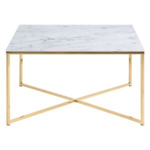 Alisma konferenční stolek 80x80 bílá / zlatá