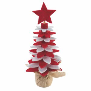 VILLA D’ESTE HOME Vánoční plstěný stromeček Xmas, červená/bílá, 26 cm