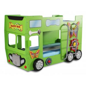 Dětská patrová postýlka Inlea4Fun Happy Bus - zelená