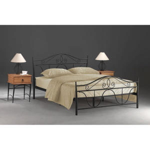 Kovová postel ALABAMA + rošt, 160x200, černá