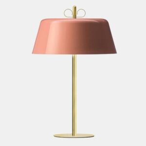 Torremato Bon Ton, stolní lampa z mosazi, růžové stínítko, 3x30W E14, výška 56,1cm