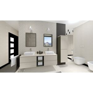 Koupelnový nábytek Summer 2, Sifon k umyvadlu: ano, Barva: grafit + nube lesk + zrcadlo