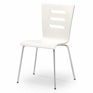K155 židle bílá, Sedák bez čalounění, Nohy: chrom, kov, barva: bílá, bez područek chrom