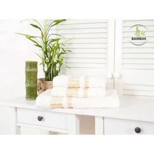 Třídílný set dvou ručníků a osušky Bamboo Luxus bílá