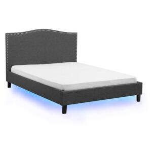 Manželská postel 160 cm MONTHY (s roštem a LED osvětlením) (tmavě šedá)