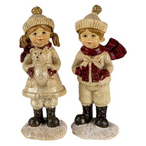 2 ks dekorativní sošky dětí v zimním oblečení - 4*4*11 cm