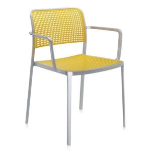 Kartell - Židle Audrey Shiny s područkami, šedá/žlutá