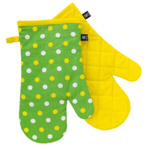 Kuchyňské bavlněné rukavice - chňapky PRIMAVERA žlutá/zelená 100% bavlna 19x30 cm Essex