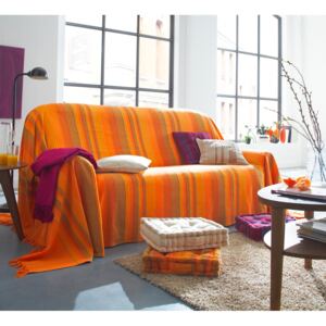 Ručně tkané plédy a přehozy, oranžové Barva: oranžová, Velikost: pléd 150x150cm