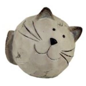 Terakotová kočka Koule béžová 7,6 cm